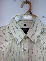 New Women’s White Horse Yellow Floral Long Sleeve Pearl Snap Medium YY-126