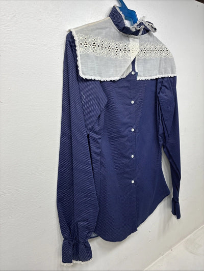 New Women’s Panhandle Slim Blue Design Long Sleeve Button Up Size 30 MM-90