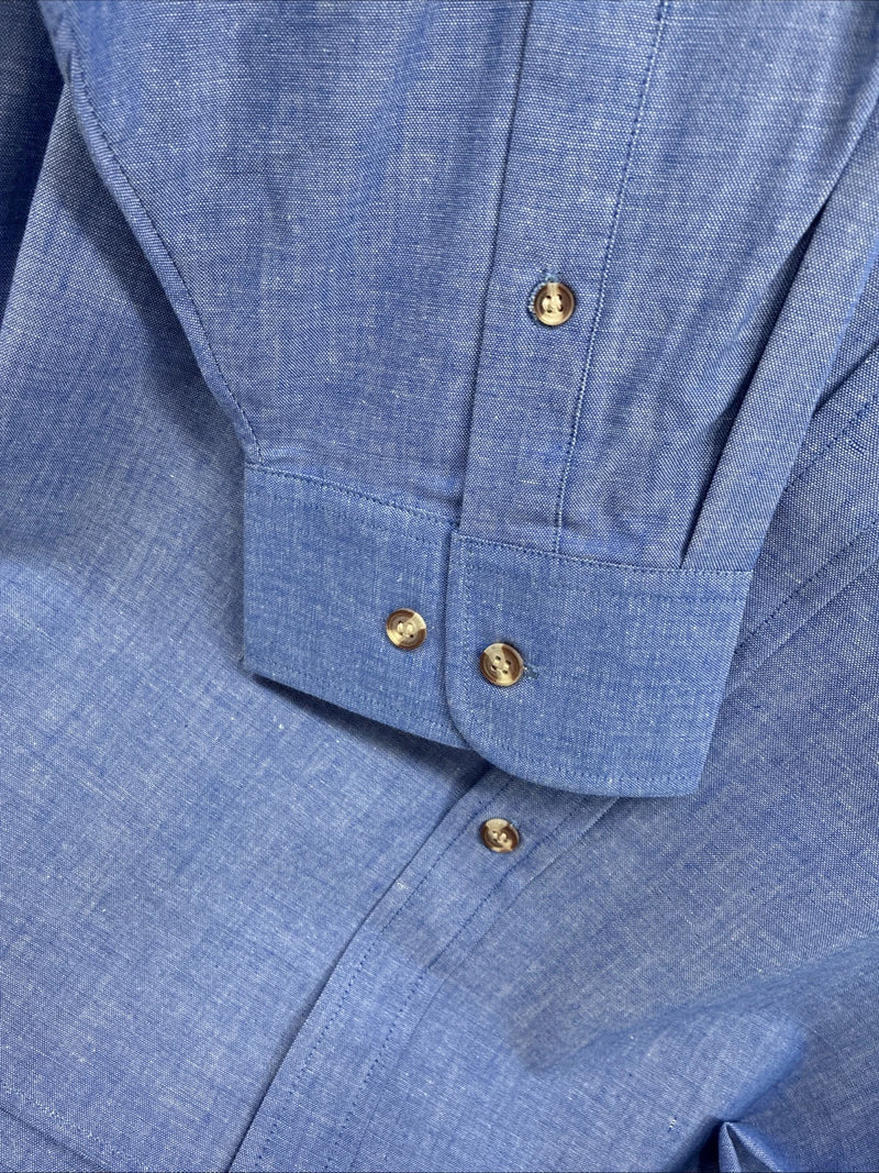 New Men’s ELY Cattleman Blue Long Sleeve Button Up 20.5 X 36 4XL E-66