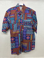 New Men’s San Angela Multiple Color Design Short Sleeve Button Up Medium J-75
