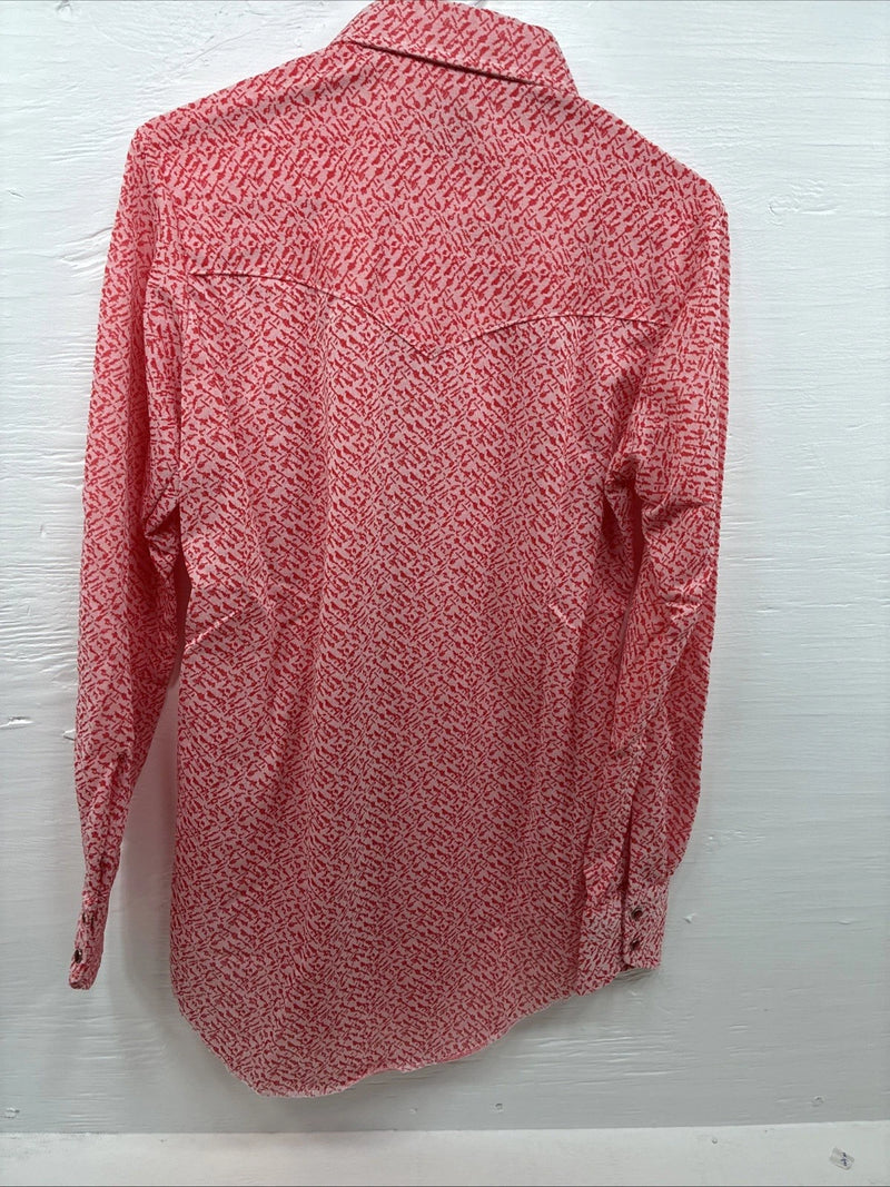 New Men’s Miller Pink Design Long Sleeve Pearl Snap 15 X 34 Medium K-66