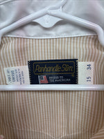 New Men’s Panhandle Slim Tan Stripe Long Sleeve Button Up Medium M-38