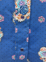 New Women’s Tem Tex Blue Design Long Sleeve Pearl Snap Size 30 KK-25