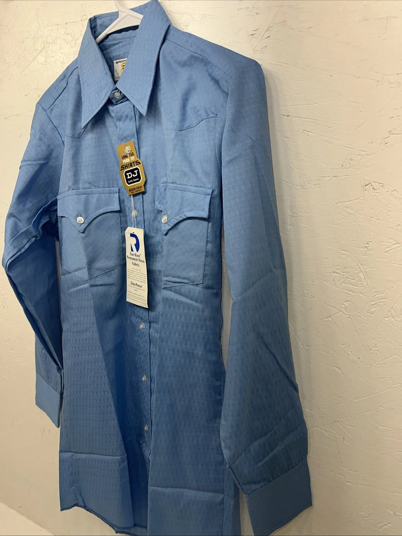 New Men’s Blue Permanent Press Button Up Long Sleeve Shirt. 14.5x32 S Long P-67