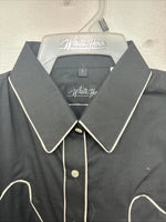 New Women’s White Horse Black Design Long Sleeve Pearl Snap Large LL-112