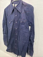 New Men’s Karman Blue Jena Long Sleeve Pearl Snap 15 Medium AA-75
