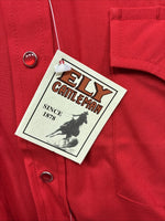 New Men’s ELY Cattleman Red Western Long Sleeve Pearl Snap 16.5 X 35 Large T-63