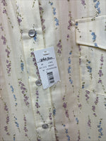 New Women’s White Horse Yellow Floral Long Sleeve Pearl Snap Medium YY-126