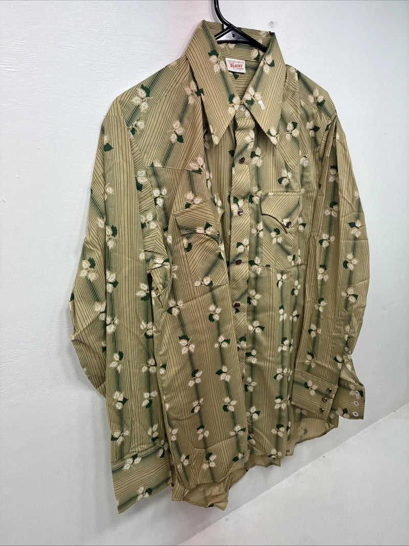 New Women’s ELY Plains Yellow Green Floral Long Sleeve Pearl Snap 16 X 33 II-11