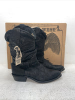 New Men’s Black American West Cowboy Boots. 6801 9 D. 3-82