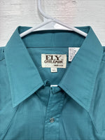 New Men’s ELY Cattleman Teal Short Sleeve Pearl Snap 16.5 Large X-67