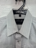 New Kids White Horse Gray Stripe Long Sleeve Pearl Snap Large DD-56