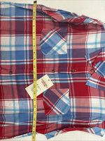 New Women’s Cumberland Red Blue Plaid Short Sleeve Button Up Medium GG-4