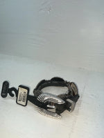 New Black Genuine Leather Double S Silver Pendent Chain 24” Belt #3208001 NN-94