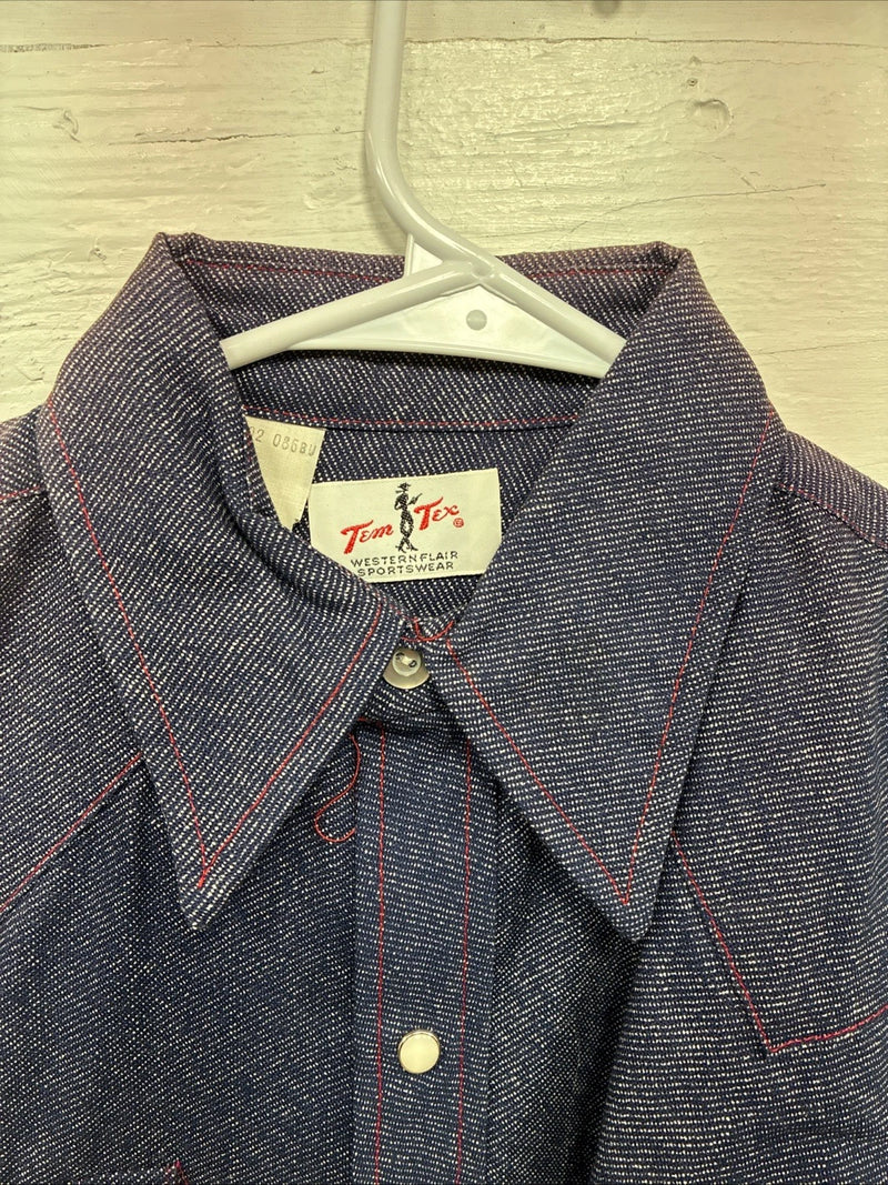 New Kids Tem Tex Blue Jean Long Sleeve Pearl Snap 14 AA-22