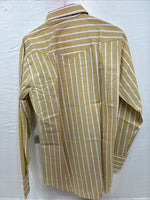 New Men’s Fenton Yellow Stripe Long Sleeve Pearl Snap 16 Large CC-69