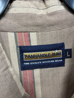 New Men’s Panhandle Slim Brown Red stripe Long Sleeve Button Up Large V-41
