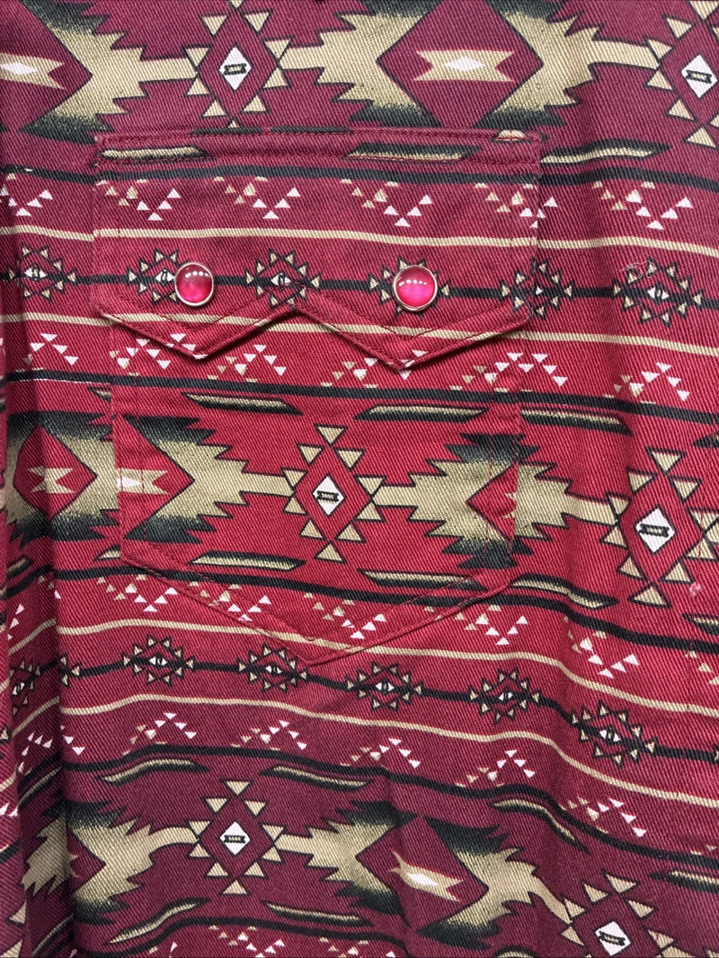 New Women’s Cumberland Red Design Short Sleeve Button Up Large MM-121
