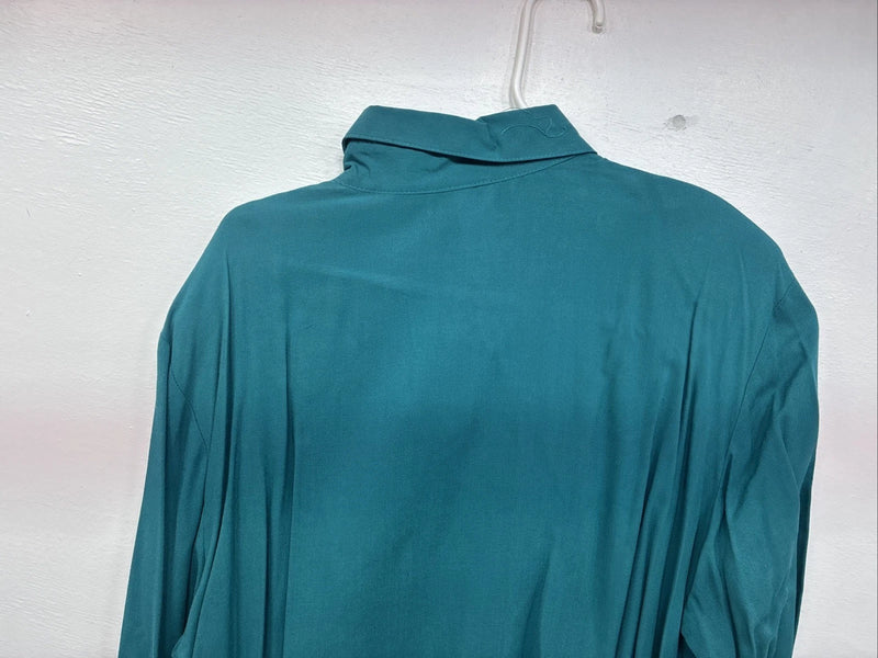 New Women’s Rough Rider Teal Long Sleeve Button Up Large KK-20