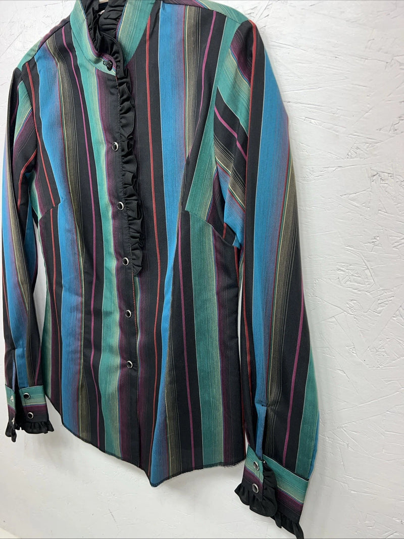 New Women’s HbarC California Ranchwear Multicolor Long Sleeve Button Up S 3C-43