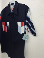 New Men’s Blue Cowboy Threads Short Sleeve Button Up Shirt. L S-19