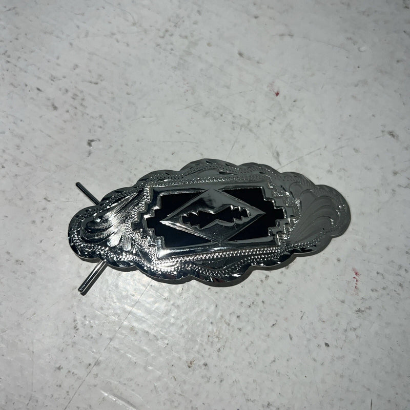 New Womens Congress Leather Silver Sterling Hair Clip. 93305 A-124
