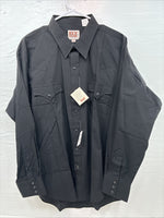 New Men’s ELY Cattleman Black Simple Long Sleeve Pearl Snap XL J-86