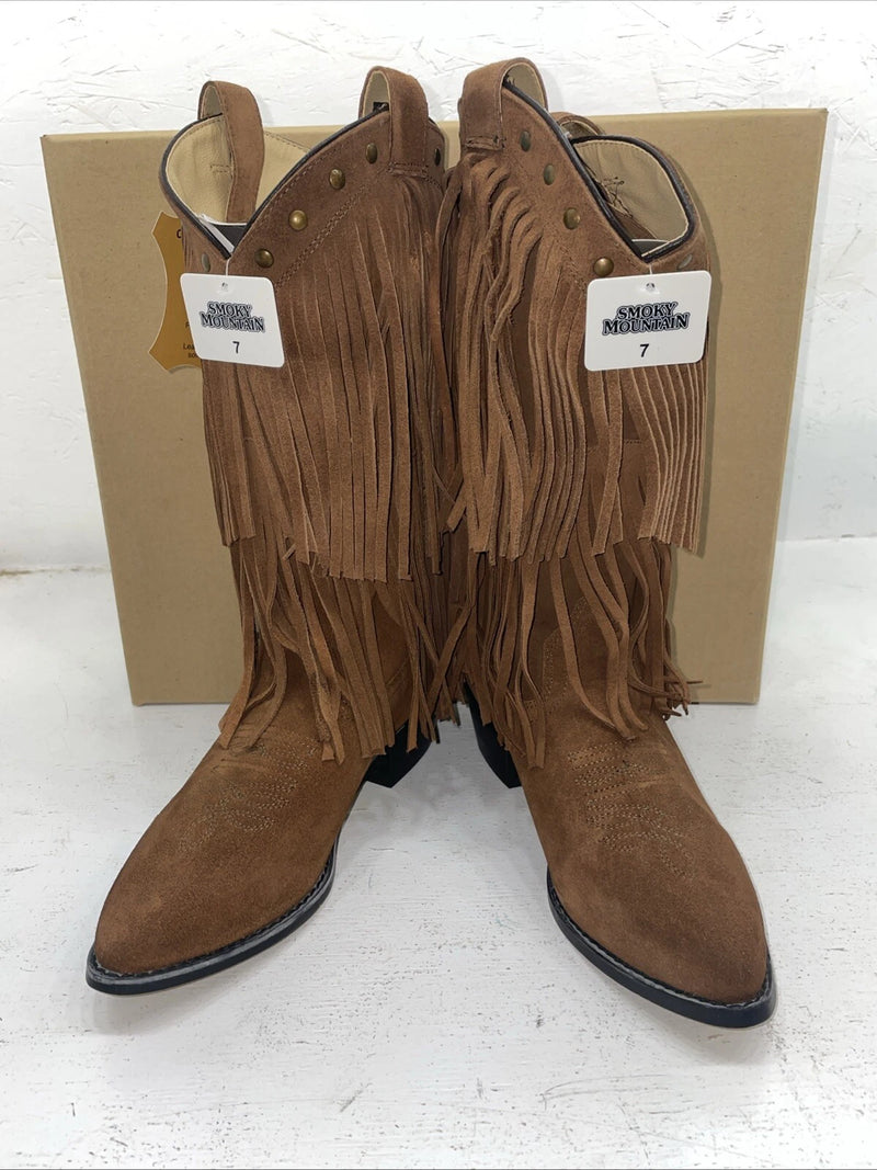 New Women’s Brown Fringe Smoky Mountain Cowboy Boots. 6566 M 7 M. 18-48