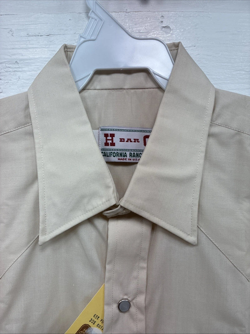 New Men’s H Bar C Tan Short Sleeve Pearl Snap Large J-80