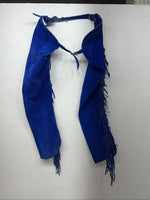 NOS Children’s  Blue Whitman Show Chaps With Fringe Adjustable Waist 35” L-29