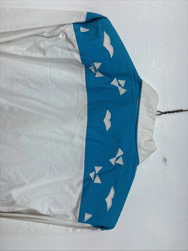 New Women’s Mine & Bills White Blue Long Sleeve Button Up Medium MM-112