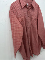 New Men’s Red Plaid Petal Snap Permanent-press Long Sleeve Shirt. 20x35 3XL G-73