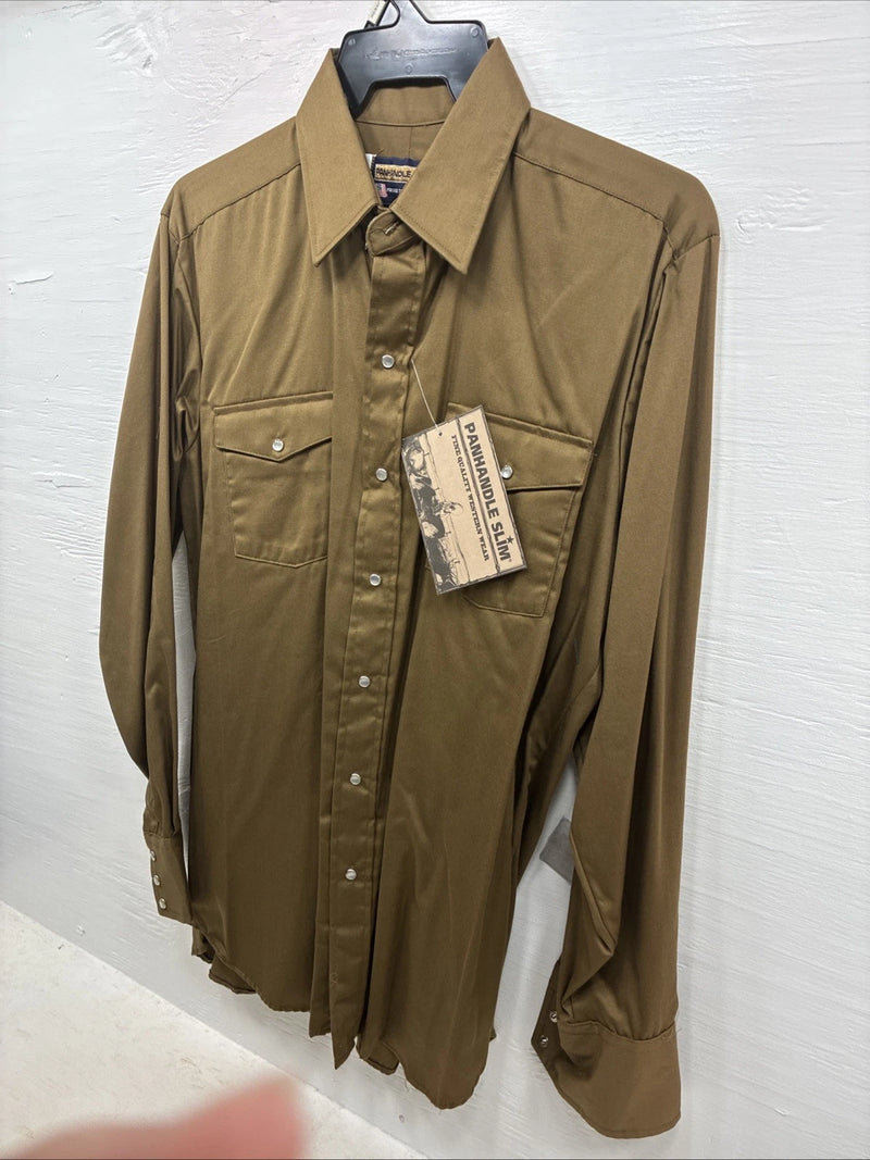 New Men’s Panhandle Slim Green Long Sleeve Pearl Snap 16.5 Large CC-31