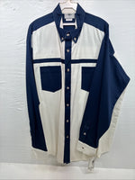 New Men’s Cowboy Threads Blue White Long Sleeve Button Up XL O-38