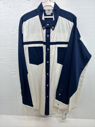 New Men’s Cowboy Threads Blue White Long Sleeve Button Up XL O-38