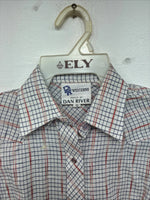 New Women’s Dan River Red Plaid Long Sleeve Pearl Snap Size 10 KK-45