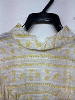 New Women’s Panhandle Slim White Yellow Design Short Sleeve Half Zip 40 YY-109