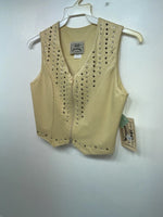 New Women Yellow With Bling 1849 Cut Off Zip Up Vest S #77872 3B-65