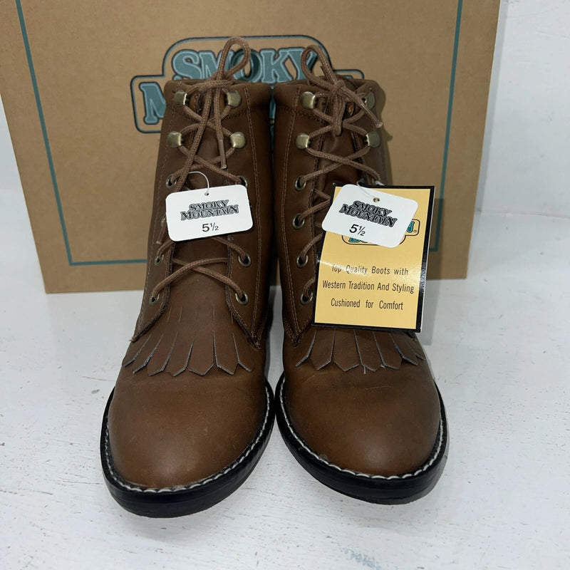 New Women’s Lace Up Brown Smoky Mountain Cowboy Boots. 6040L 5.5 5 1/2. 20-27