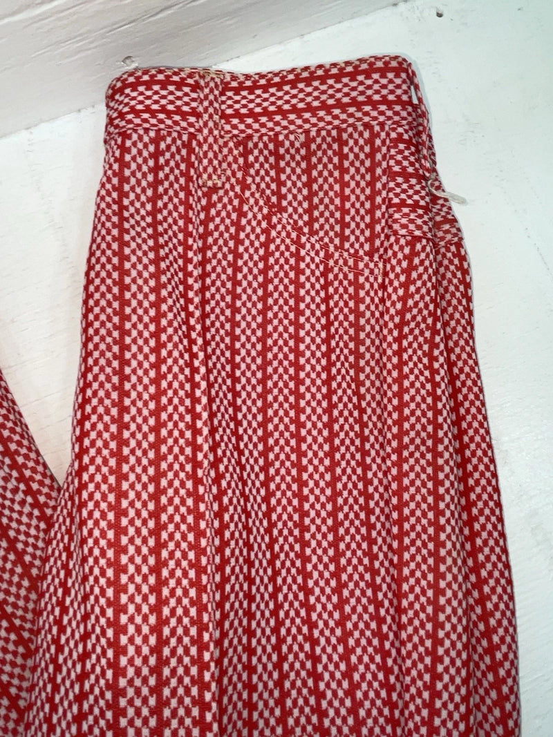 New But Age Red Checkered Panhandle Slim Polyester Pants #8042 VV-70