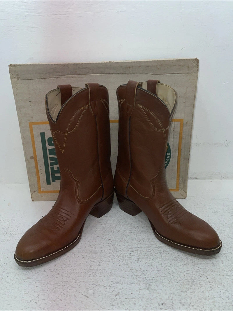 New Childrens Brown Texas Brand Cowboy Boots. 2944 5.5 5 1/2 D. 2-86