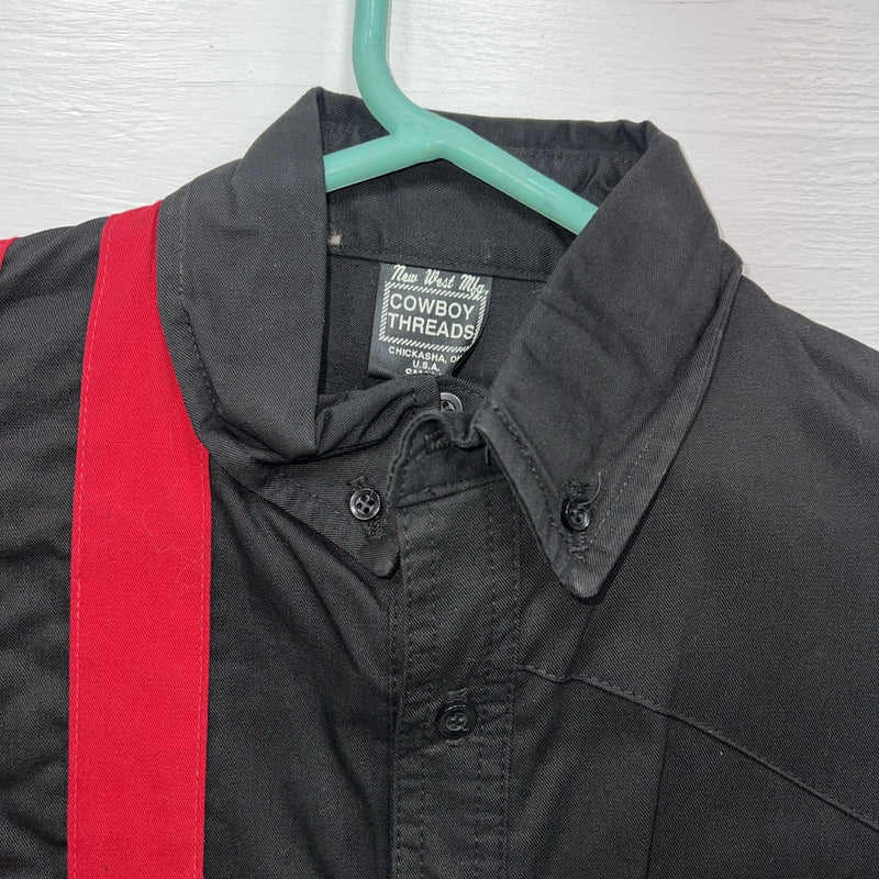 New Men’s Cowboy Threads  Black Red Long Sleeve Button Up Small B-54