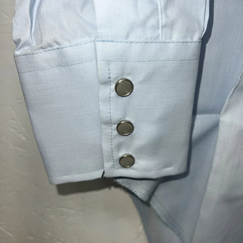 New Men’s Champion Western Blue Long Sleeve Pearl Snap 14.5 X 32 Small B-50