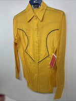 New Women’s Panhandle Slim Yellow Long Sleeve Button Up Small KK-69