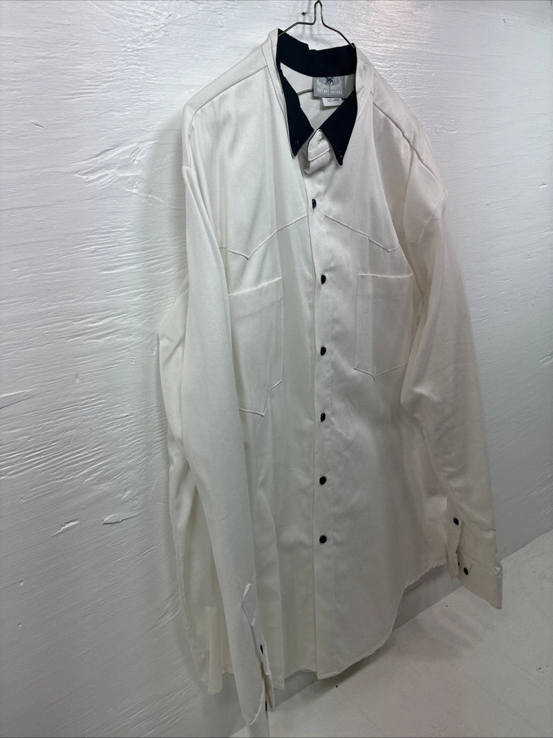 New Men’s Cowboy Threads White Black Long Sleeve Button Up Large V-98
