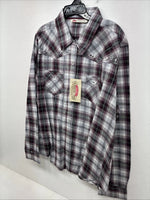 New Women’s Cumberland Purple Plaid Long Sleeve Pearl Snap 2XL GG-24