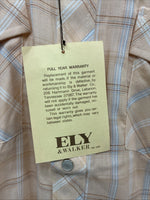 New Men’s ELY Cattleman Orange Plaid Short Sleeve Pearl Snap Large X-61
