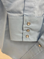 New Men’s ELY Cattleman Blue Simple Long Sleeve Pearl Snap Medium J-87