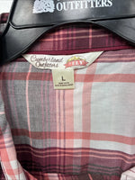 New Women’s Cumberland Pink Plaid Design Long Sleeve Pearl Snap Large II-105