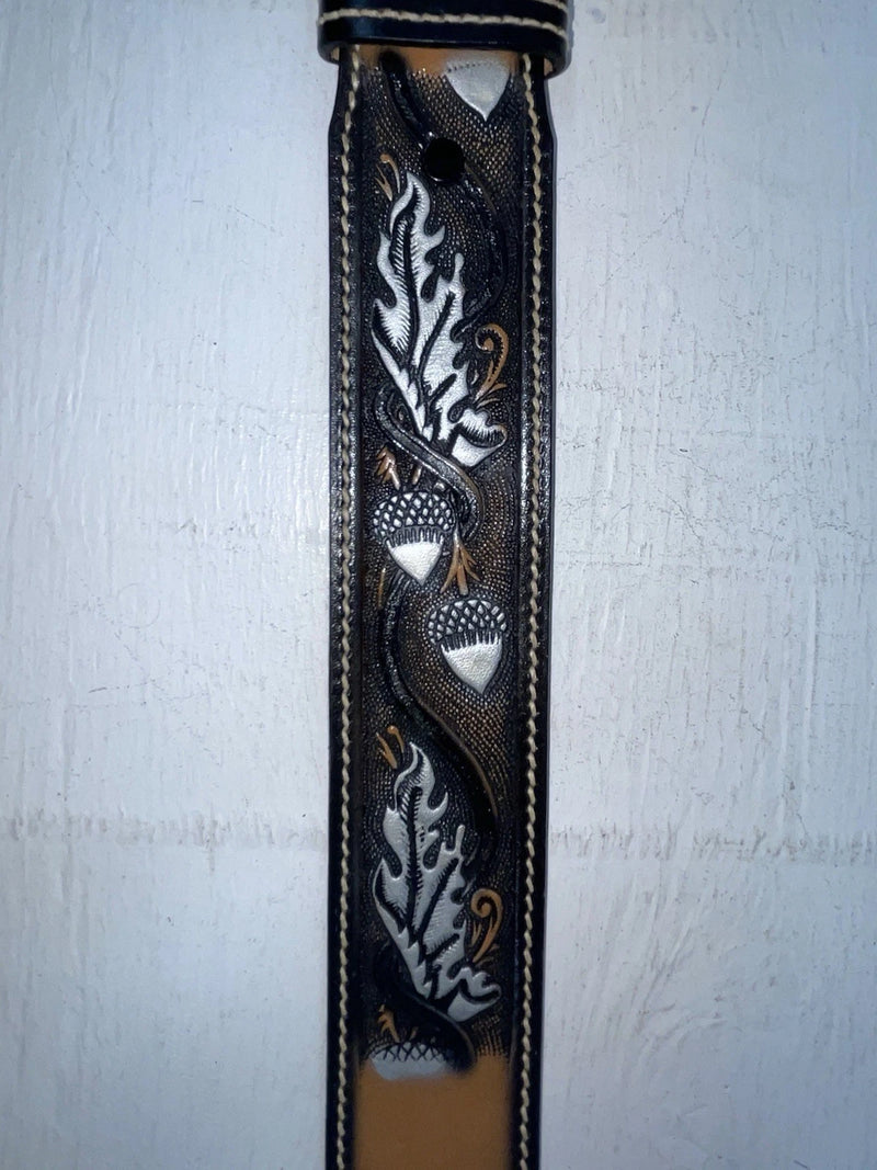 New Black Genuine Leather Perkies Tooled 30” Belt #8801 JJ-149